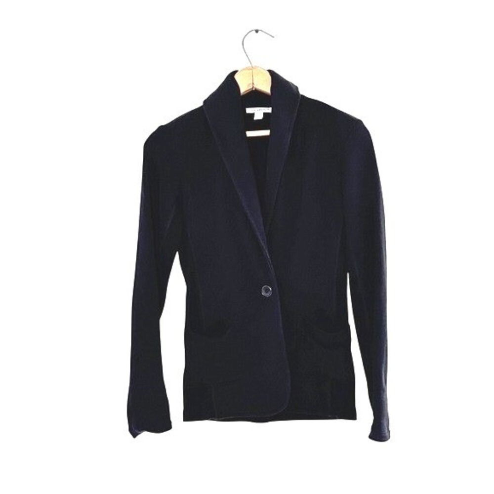Standard James Perse Shawl Collar Cardigan Black Cotton Fleece Size S